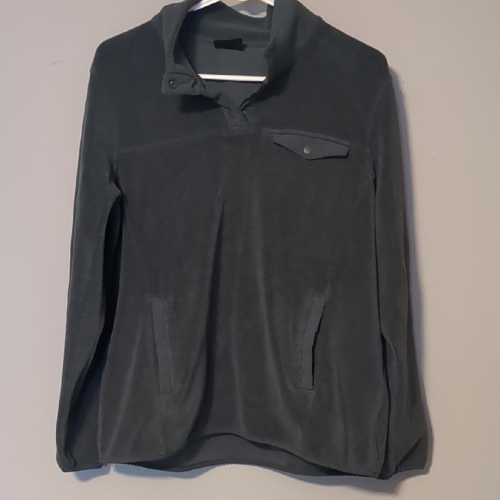 Blue Fleece Pullover with Button Detail